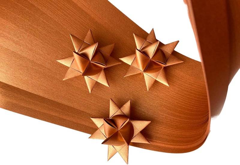 Froebel Mint Shimmer Metallic Paper Strips ~Weaving, Moravian Stars, German Stars, Froebel Stars (50 strips) (Copper, 1 inch) - Image 1